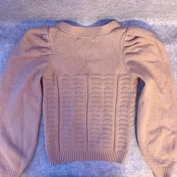 Philosophy Women’s Cardigan Sweater Size XS In Peachy Tan Viscose Blend NWOT - Picture 7 of 10